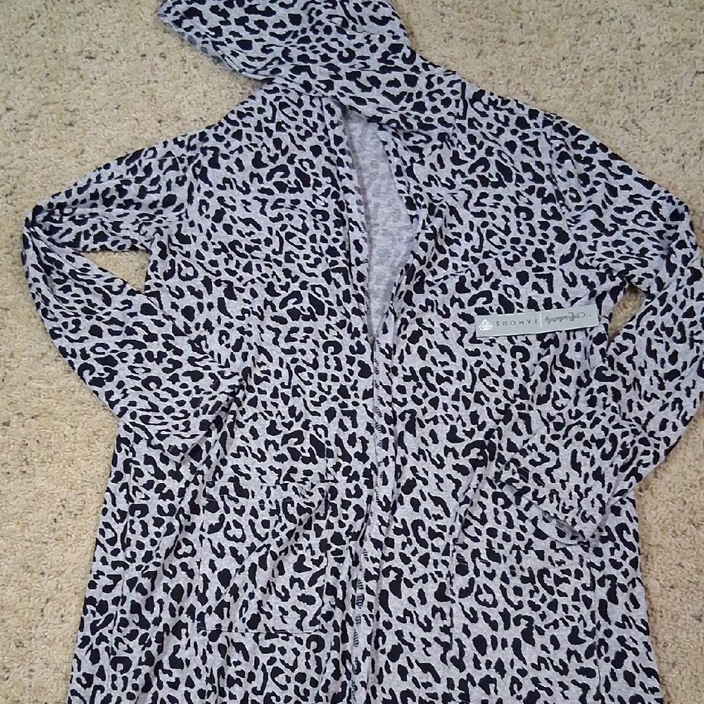 Absolutely Famous Gray and Black Animal Print Teddy Jacket